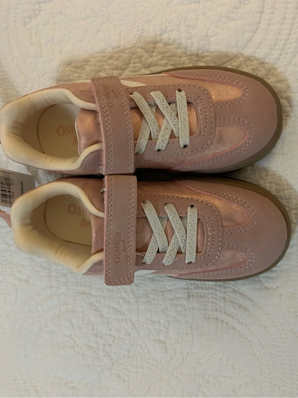 OshKosh B'gosh Pink Girls' Sparkle Velcro Sneakers